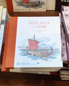 Cover von "Malalga yel Mar" (Malaga und das Meer): Ein antikes Segelboot hält auf Land zu.